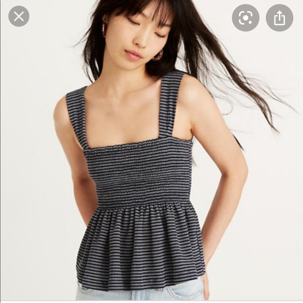 Madewell Texture & Thread Smocked Peplum Tank